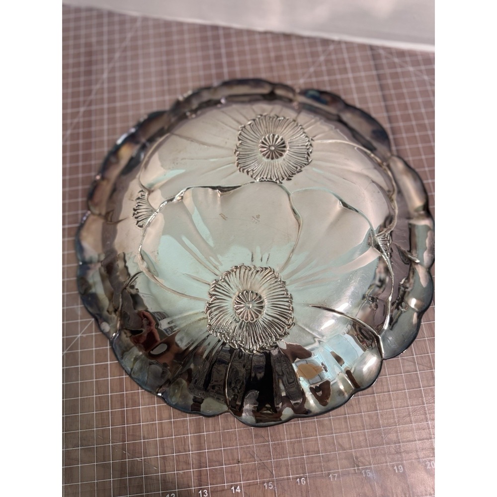Vintage Wallace 715 Poppy Silverplate Serving 12" Bowl Art Nouveau 1934